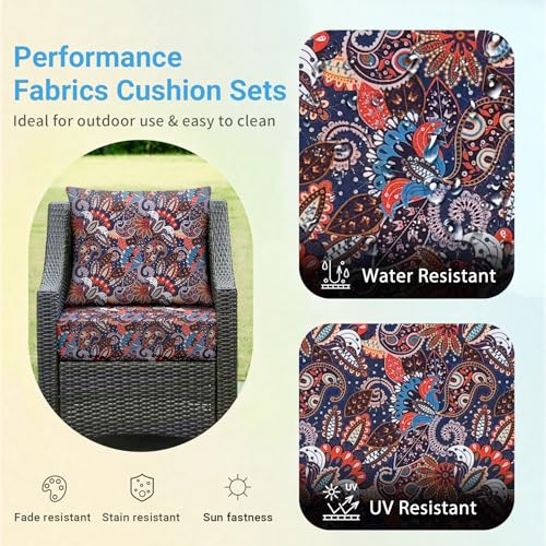 Image of IPYNBAP Outdoor Cushions for Patio Furniture,Outdoor Seat Cushion Set 24 x 24 x 4 Inch,Waterproof & Fade Resistant Outdoor Chair Cushions,Deep Patio Chair Cushion with Removable Cover,Artistic Floral
