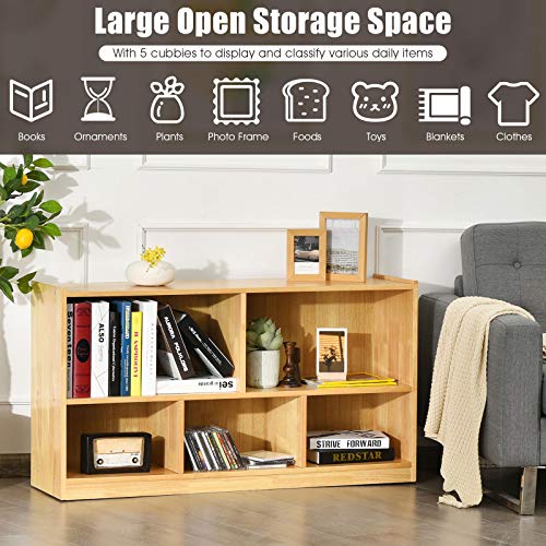 Tangkula Wood Storage Cube Bookcase, 2 Tier 5 Cube Open Shelf Storage Cabinet, Multipurpose Bookshelf, Display Cabinet Shelf For Living Room, Bedroom, Hallway, Kid's Playroom, Reading Nook (Yellow) #TOP4