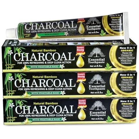 Organic Bamboo Charcoal Toothpaste 100% Natural Teeth Whitening 3 Pack Oral Care - 6.5 oz Cover