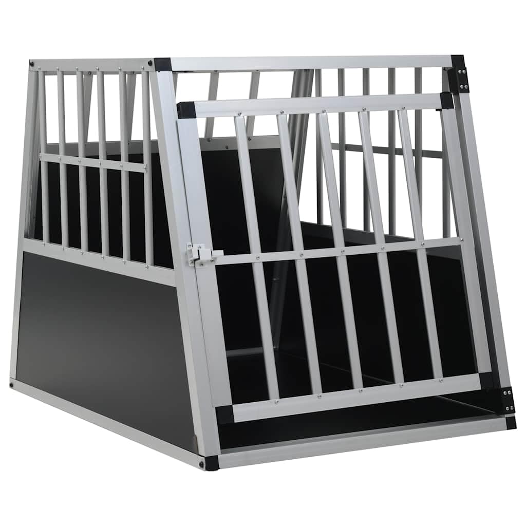 Hundetransportbox aus Aluminium und MDF mit Einzeltür 65 x 91 x 69,5 cm, wetterfester Hundehütte für Kofferraum, Schutz und Komfort für mittelgroße bis große Hunde im Auto