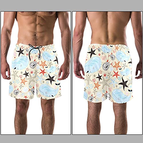 Short de bain pour homme Beach Whale Fish multicolore taille S avec doublure