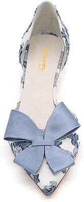 XYD Women D'Orsay Kitten Heel Bridal Bowknot Pumps Elegant Pointed Closed Toe Wedding Prom Shoes
