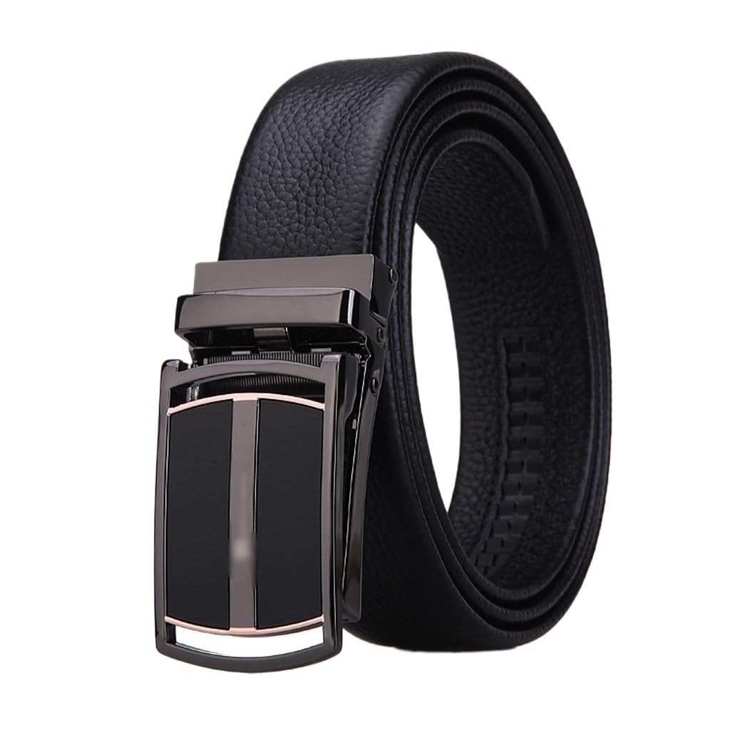 Automatic Buckle Mens Cowhide Belt Genuine Leather