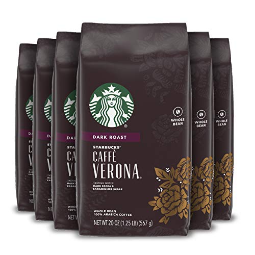 Starbucks Dark Roast Whole Bean Coffee â€” CaffÃ© Verona â€” 100% Arabica â€” 6 bags (20 oz. each)