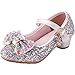 Zapatos de Lentejuelas de Niña Disfraz Princesa Zapatos Niñas Vestir Fiesta Cumpleaños Zapatos de Tacón, Plateado, 27 EU(Etiqueta 28)