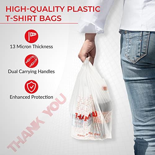 Image of ACYPAPER, Thank You T-Shirt Bags (1000 Count), Plastic - T-Shirt Plastic Bags in Bulk - (11 inch x 6 inch x 21 inch) White /Thank You - Bulk Shopping Bags, Restaurant Bag - 1 /6 Barrel (Pack of 2)
