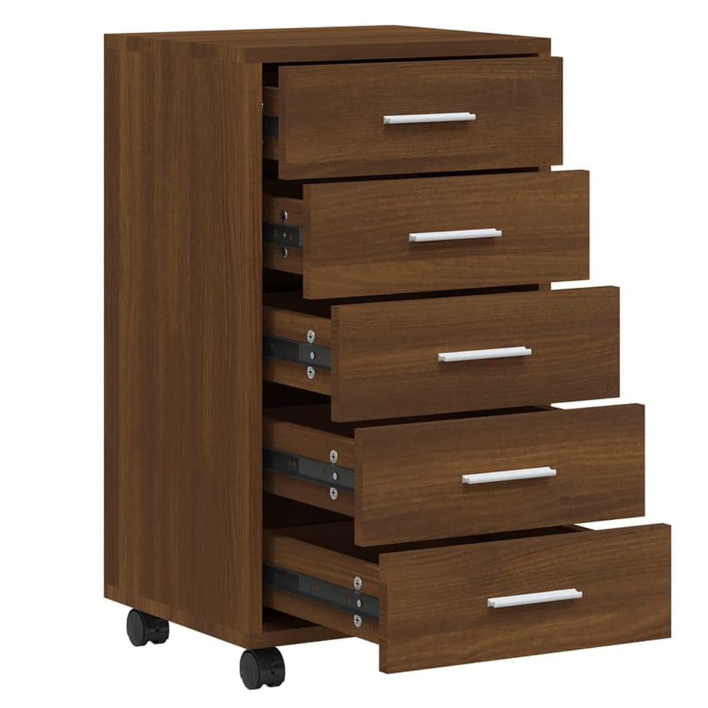Cassettiera,Armadio porta cd Armadio indipendente Armadio da terra piccolo Adatto a camere da letto, ingressi e corridoi con Ruote rovere marrone in Legno Multistrato