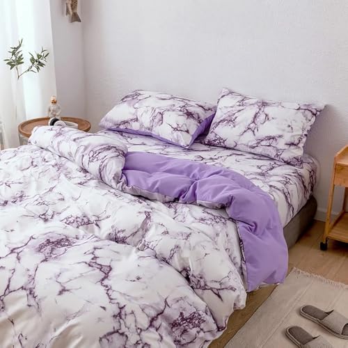 Housse de couette marbre violet 200x200 pour une chambre d'ado ou adulte cocooning