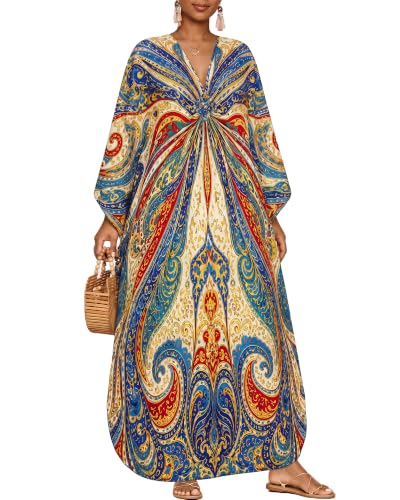 Image of Bsubseach Moo Moos for Women Batwing Sleeve Kaftan Dresses with Pockets