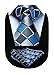 HISDERN Extra Long Check Tie Handkerchief Men's Necktie & Pocket Square Set (Blue & Gray & Black)