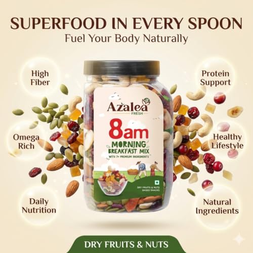 Image of Azalea Fresh Premium Dry Fruits Mix 500gm | Healthy Trail Mix with Almonds, Cashews, Cranberries, Raisins & Seeds | Superfood Nut Mix for Daily Energy & Snacking (500 gram)