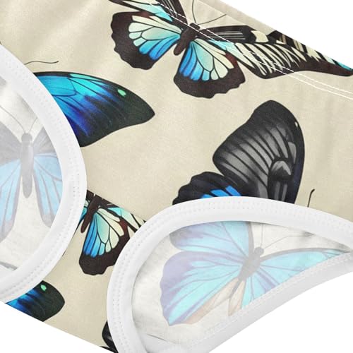 Blue Butterfly Beige Panties Little Girl Girls Underwear Toddlers Cotton Fun Kids Briefs Undies 2t4