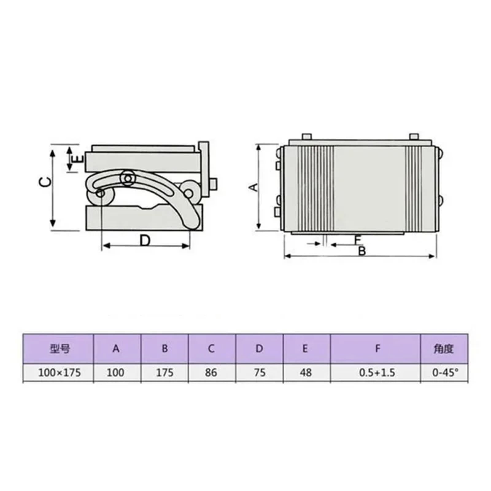 Amoladora de superficie de latón con mesa magnética sinusoidal de 100 x 175 mm, disco de alta precisión con ángulo de 0 a 45 mm