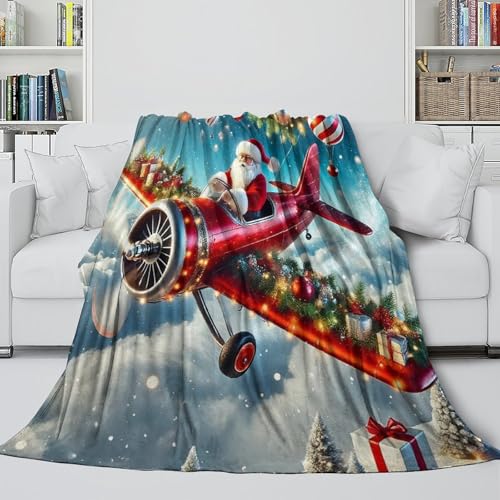Couverture de lit Père Noël plaid microfibre chaude lit et canapé
