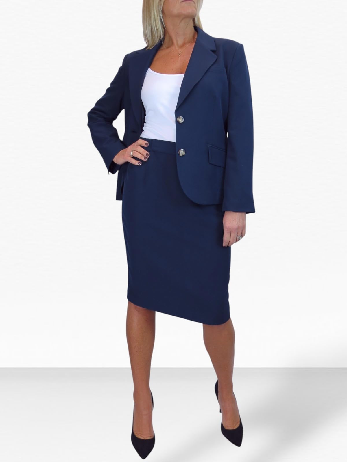 Paulo Due Completo da Donna in 2 Pezzi, Giacca E Gonna, Completamente Foderato, Lavabile, per Occasioni Serali, Ufficio E Lavoro