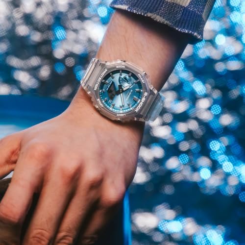 Image of Casio G-Shock Analog-Digital Sky Blue Dial Translucent Resin Band Watch - GA2100BM-7A2