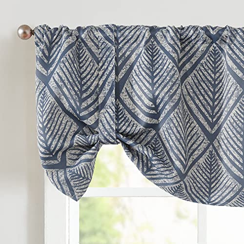 jinchan-Tie-Up-Valance-Curtain-Geometric-Valance-for-Kitchen-Living-Room-Ferns-Leaf-Print-Blackout-Window-Valance-Adjustable-Thermal-Insulated-Tie-up-Valance-18-Inch-Rod-Pocket-1-Panel-Blue-on-Beige jinchan Tie Up Valance Curtain Geometric Valance for Kitchen Living Room Ferns Leaf Print Blackout Window Valance Adjustable Thermal Insulated Tie up Valance 18 Inch Rod Pocket 1 Panel Blue on Beige
