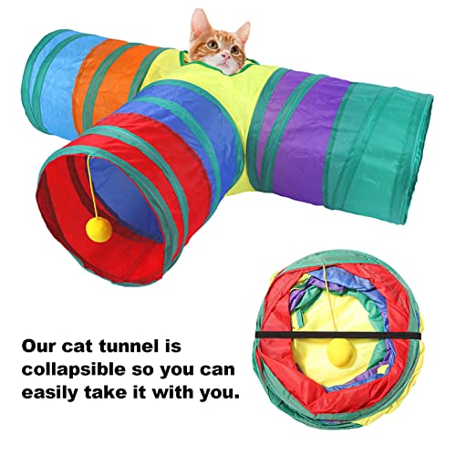Henniu Túnel interno para gatos 3 vias para brincar com animais de estimação Túnel dobrável Tunnel K