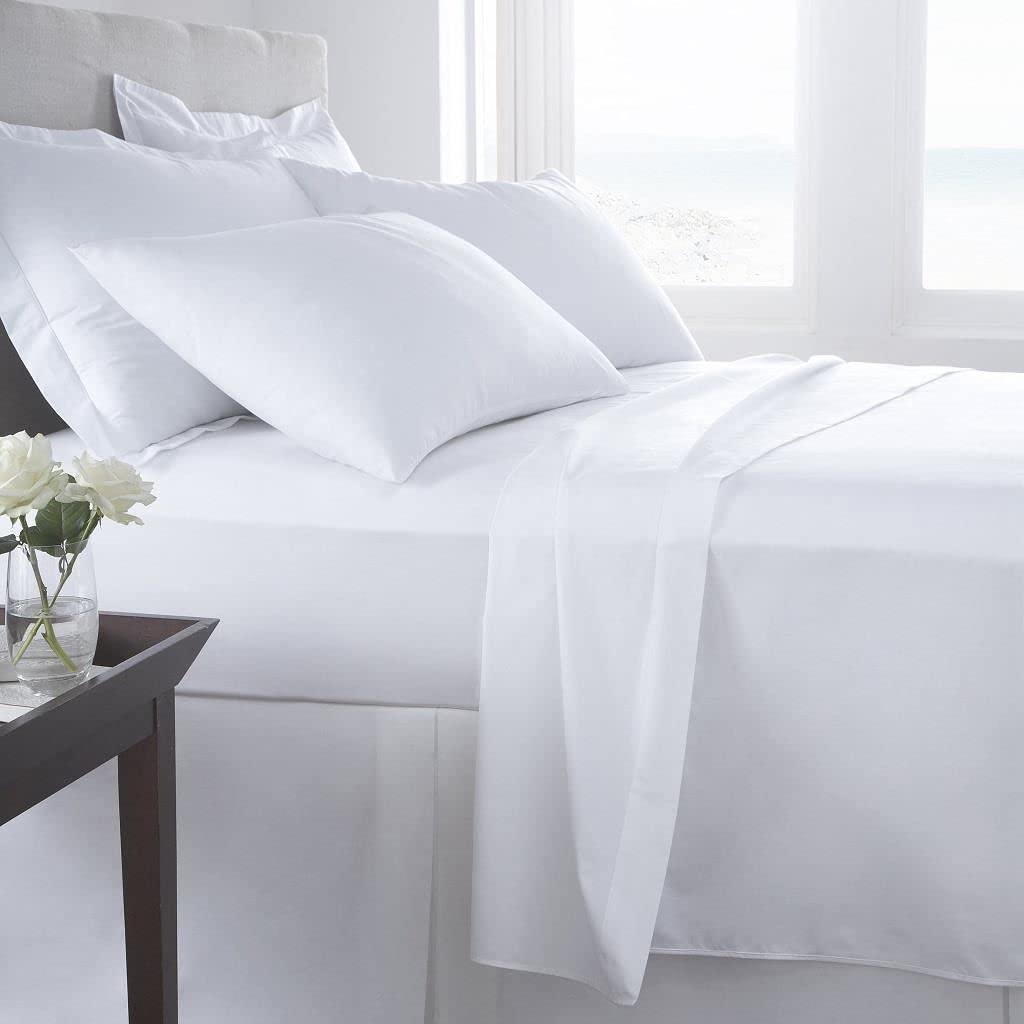 Homespace Direct 400 Thread Count 100% Egyptian Combed Cotton Flat Sheets White Double