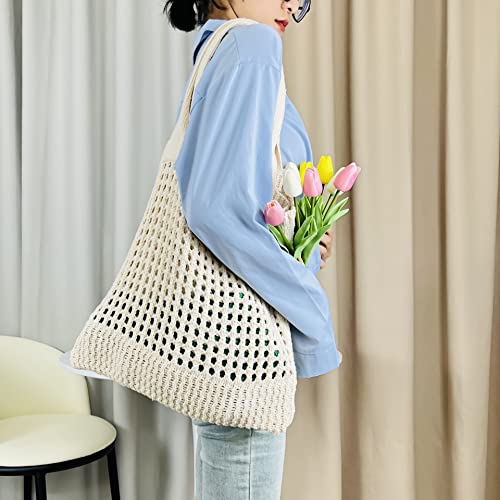Crochet Shoulder Tote Bag, Hobo Beach Bag for Women, Woven Cute Simple2
