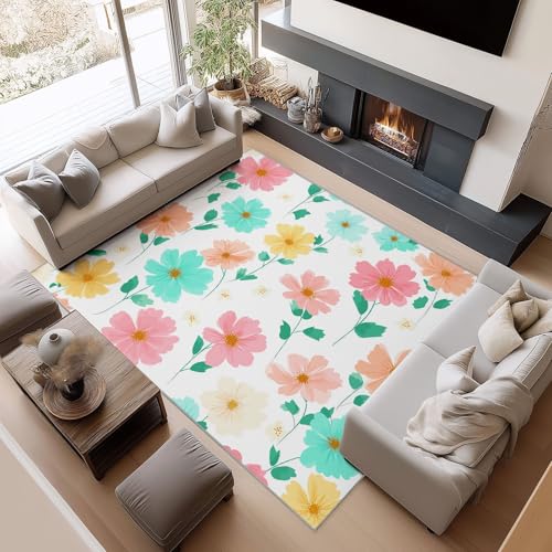 Tapis lavable et antidérapant 180x240cm à fleurs - 4