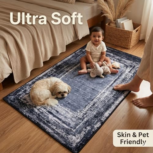 Image of Dream Weaverz Anti Slip Rectangular Carpet for Living Room & Hall | Silk | Flat Woven Soft Washable Floor Mat for Home, Bedroom Floor & Kitchen | Durable Anti Skid Rug for Daily Use (3 X 5) feet