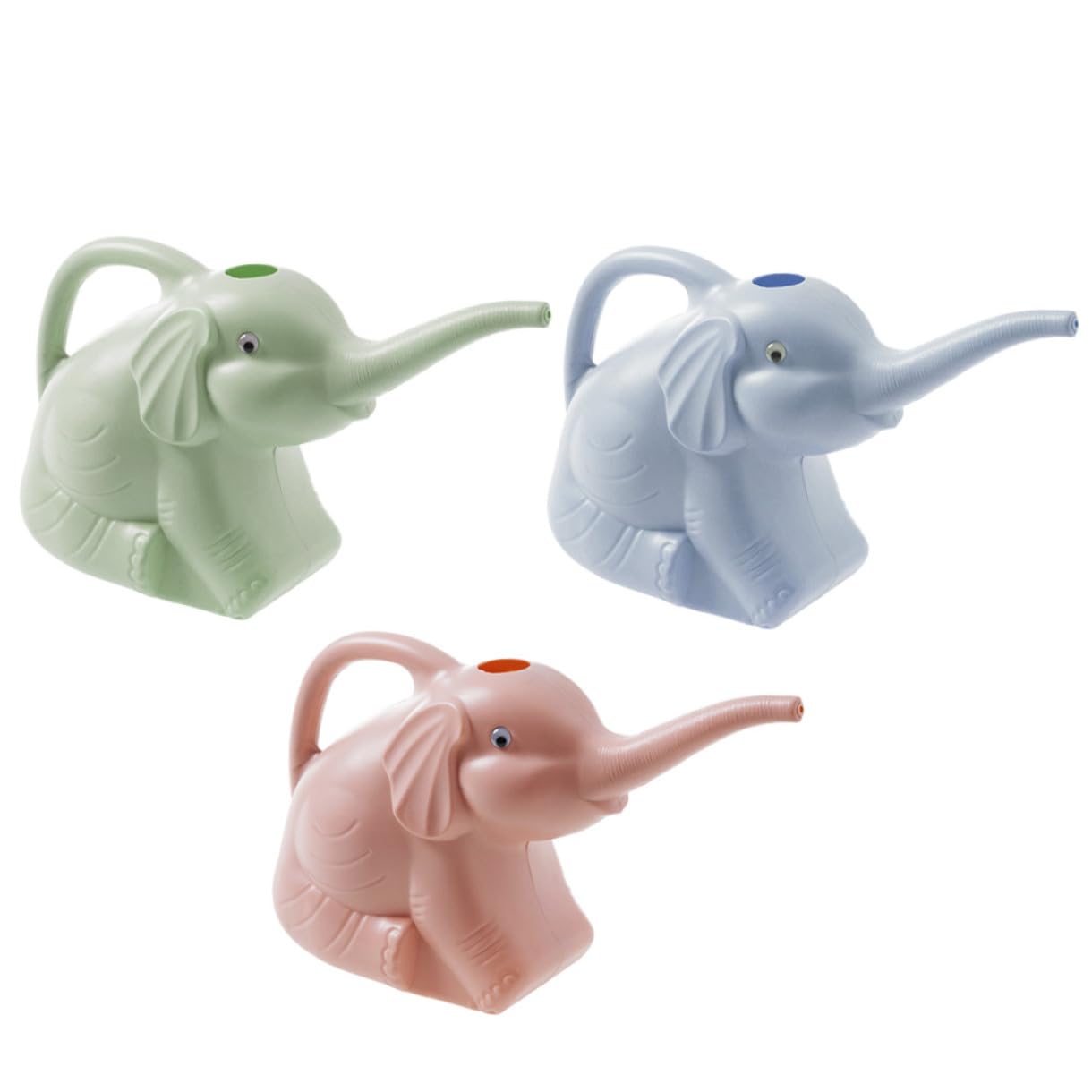 Toyvian Regadera de PVC Forma de Elefante para Jardín, Uso Mano, Recargable, Paquete de 3 Piezas para Riego de Plantas Pequeñas y Flores Color Aleatorio
