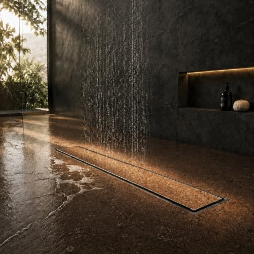 Image of Lorazzo Linea Tile-Insert SS304 Shower Drain Channel 18x4 Inch | Built-in Cockroach Trap | Stainless Steel Floor Drain | Silver Finish | Bathroom Shower Drain | 10 Year Warranty