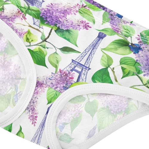 Joisal Eiffel Tower Lilac White Panties Little Girl Toddler Underwear Floral Cotton Print Undies Kids Briefs 2t4