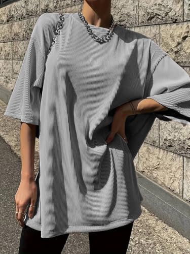 Image of Zilcon Woman Ribbed Dressy Business Casual Long Tops, Work Shirts Clothes Fancy Tshirt Style Tops for Women Suitable for Office Party for Women and Girls