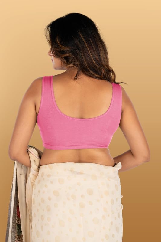 Image of Abhi Cotton Readymade Saree Blouse for Women- Sleeveless, U-Neck, Regular-fit, Stretchable, Pull-on Style