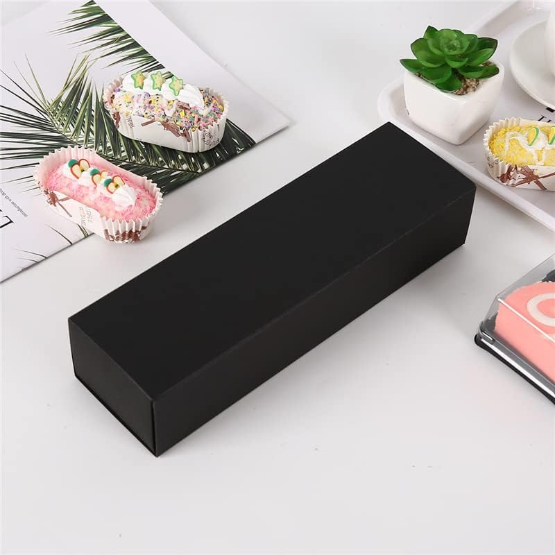 20pcs Drawer Type 4 Pack Macarons Pastry Box Cage Baking Cookies Cookie Pastry Box Handmade Biscuit Part Gaft (Black)