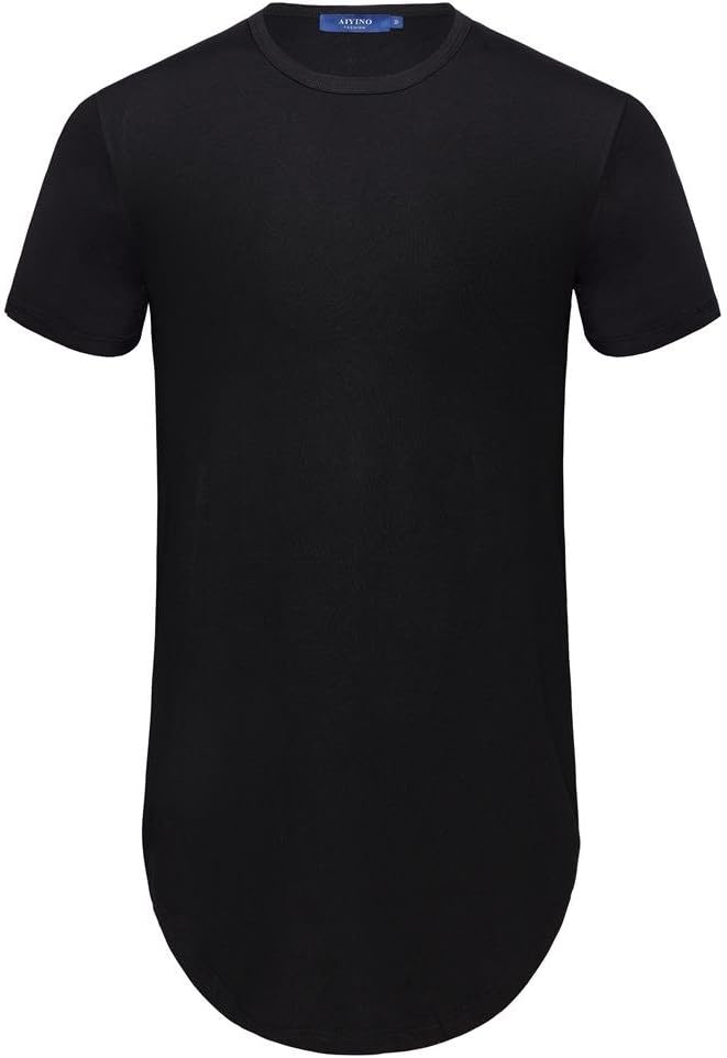 AIYINOMen's Plain Crew Neck T-Shirt Hipster Hip Hop Short Sleeve T-Shirt with Zipper Trim