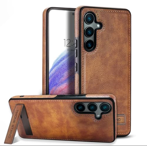 KSELF Leather Case with Stand for Samsung Galaxy A35 5G, Shockproof Soft Grip Luxury Cover, Slim with Kickstand Phone Case Compatible with Samsung Galaxy A35 5G (Brown)