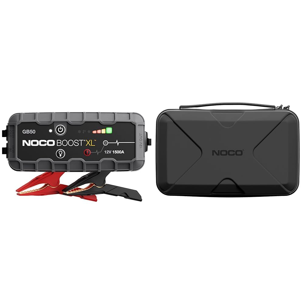 NOCO Boost XL GB50 1500A 12V UltraSafe Starthilfe Powerbank & GC040 Universelle Eva-Schutzhülle für GENIUS1, GENIUS2, GENIUS5 und GENIUS10 Smart-Batterieladegeräte.