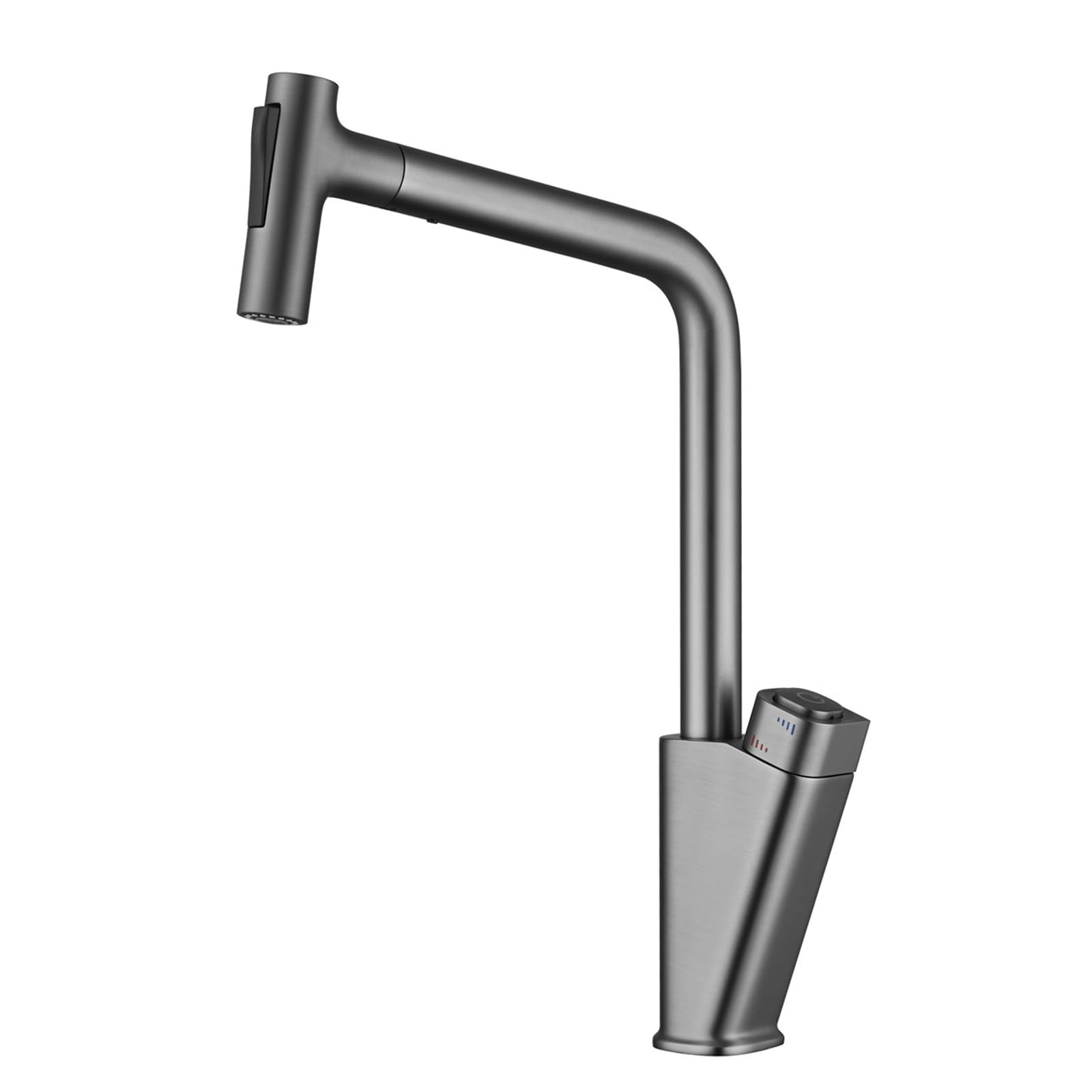 ZYCHSJXA Kitchen Tap with Pull Out Hose Grey Sink Spray Head - 360 Swivel Taps Spout Single Lever Faucet