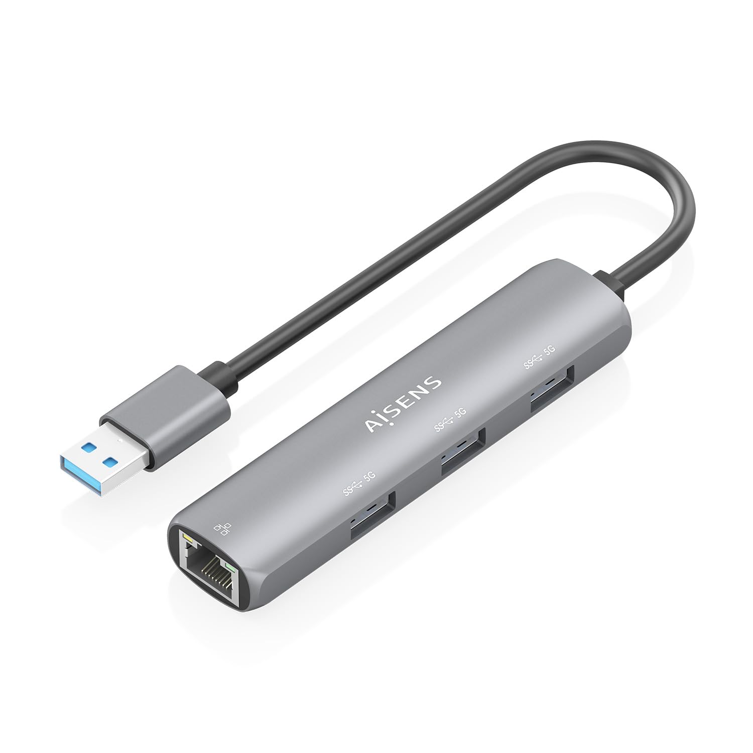 Hub USB Aisens ASUC-4P034-GR/ 3xUSB/ 1xRJ45/ Gris