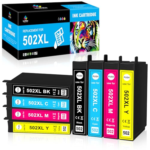 LeciRoba 502XL Wkłady Atramentowe Do Drukarek Epson 502 Wielopak Do XP-5100 XP-5105 XP-5150 XP-5155 WF-2860 WF-2865 WF-2880 WF-2885 (8-Pak)