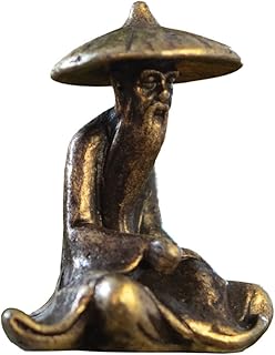 Happyyami Mini Fisherman Statue Miniature Fisherman Statue Chinese Sitting Fishing Garden Statue Ornament for Fish Tank Bonsai Landscape Decoration Miniature Fishing Statue