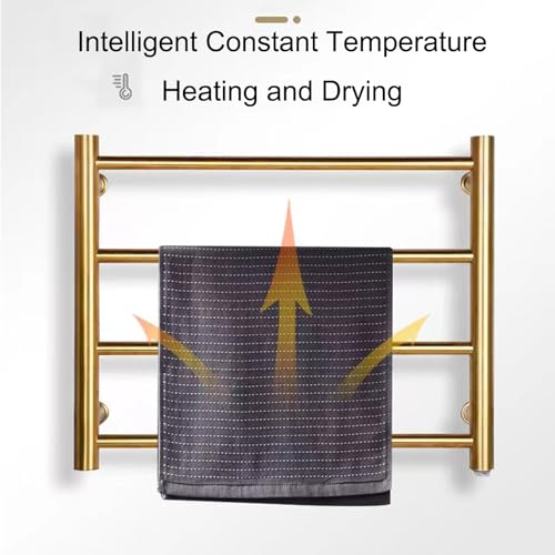 Scaldasalviette Elettrico a Barre, portasciugamani riscaldato a Parete in Acciaio Inox per Bagno, portasciugamani con Temperatura costante Intelligente, Argento, cablato