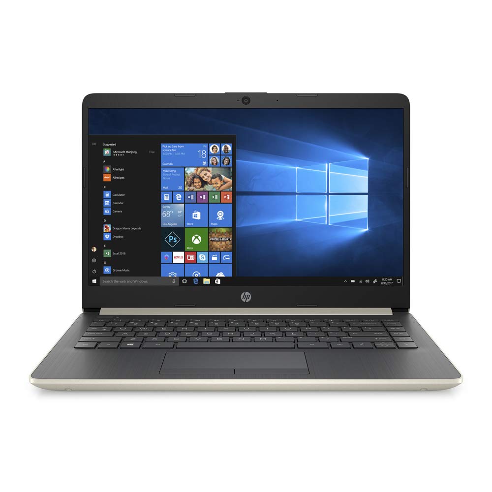 HP 2020 Premium 14 Inch Laptop (AMD Ryzen 3 3200U 2.6GHz up to 3.5GHz, AMD Radeon Vega 3, 8GB RAM, 128GB SSD, Windows 10 Home S) (Gold) + NexiGo Wireless Mouse Bundle