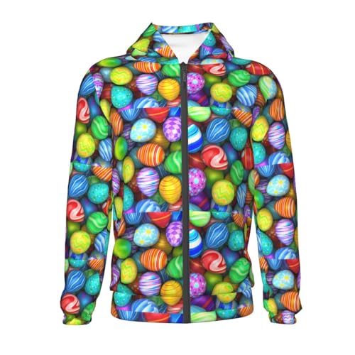 Colorful Easter Eggs1 Kids Pullover Hoodies Boys Zip Up Sweatshirts Girls Athletic Clothes with Pocket2