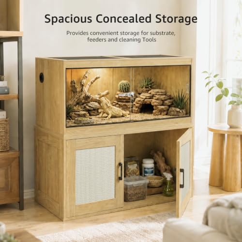 Image of Reptile Tank Stand for Unipaws 50 Gallon Reptile Tank, Storage Cabinet