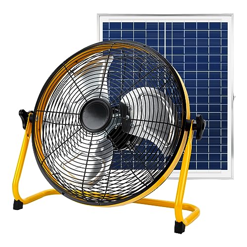 CYBERDAX Ventilador solar portátil recargable de 16 pulgadas, ventilador de circulación de aire alimentado por panel...