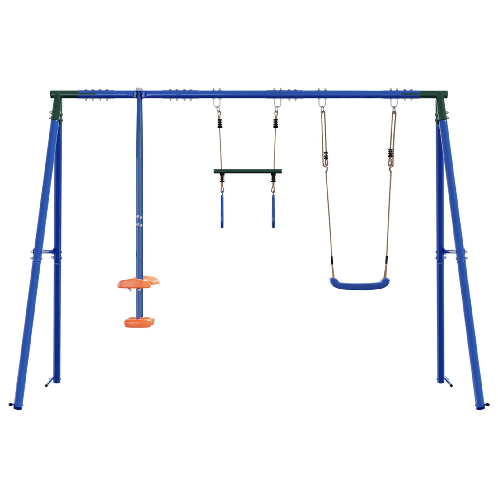 Juego de columpio para exteriores multicolor con marco de acero y material PE 263 x 185 x 185 cm, resistente a la intemperie para jardín y terraza, asiento ajustable, juguete de jardín robusto