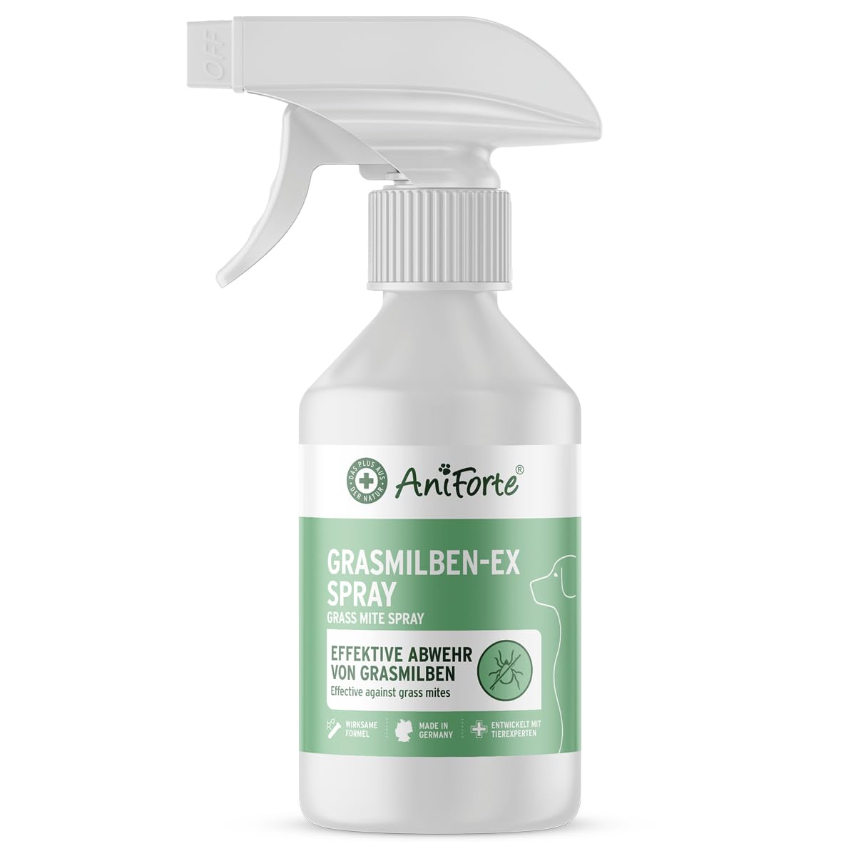 AniForte Grasmilben-EX Spray 250ml - Grasmilbenspray für Hunde, effektive & langzeitige Abwehr gegen Grasmilben & Parasiten, beruhigt gereizte Haut & lindert Juckreiz