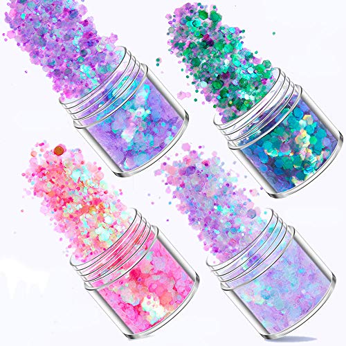 YUEMING 12 Stuks Face Glitter Chunky Glitters, Nagel Pailletten, Sequin Pailletten Poeder Glanzende, Iriserende Vlokken… - Image 5