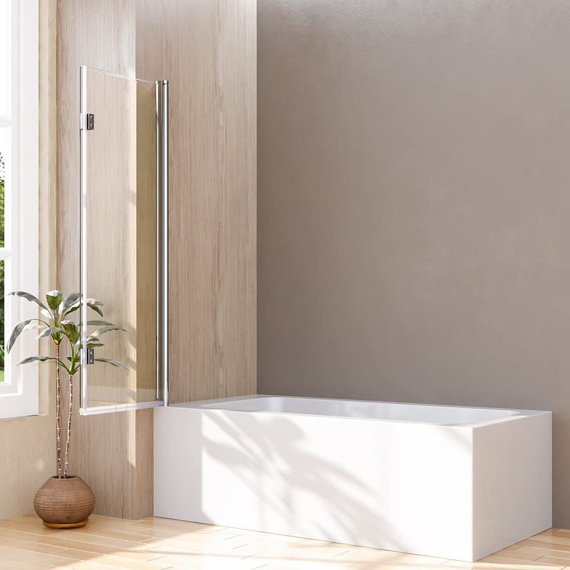 Goezes Duschwand Für Badewanne 110x140 Cm – Faltbar, 6 Mm Nano-Sicherheitsglas, Beidseitig Montierbar