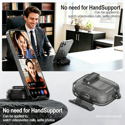Image of Compatible with Airpods 4 Case Clear with Lock Phone Stand, Soft TPU Magnetic Automatic Lock Apple AirPods 4th Generation Protective Cover Skin Women Men + Cleaning Kit for iPod 4 2024 Case Black