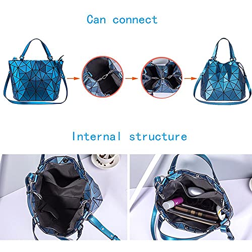 Luminous Geometric Messenger Bagwallet Handbag Shoulder Bag Hologram,Zipper Closure,Suitable For Women #TOP3